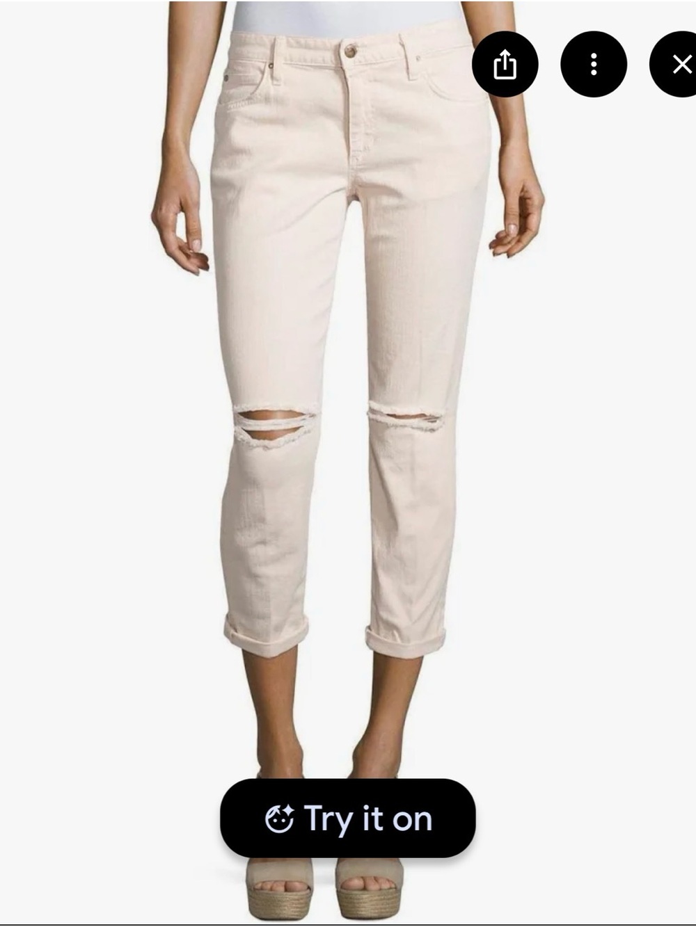 Joe's Jeans Ripped stretch Billie Cropped Jeans in Pink